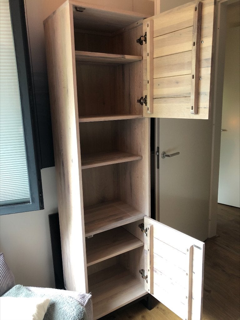 Kast massief eikenhout met deurtjes en legplanken zgan!, Ophalen, Modern, Scandinavisch, Eikenhout, 50 tot 100 cm