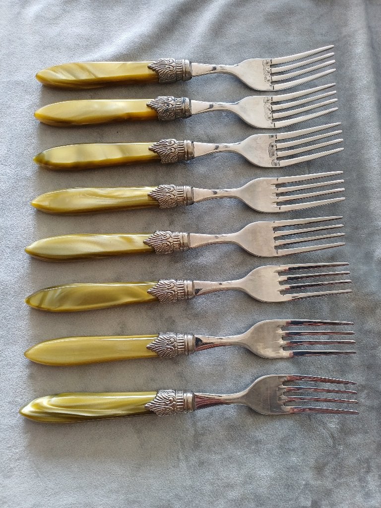 8 x EME Napoleon Bestek / 8 Vorken voor € 25, Ophalen, Zo goed als nieuw, Rvs of Chroom