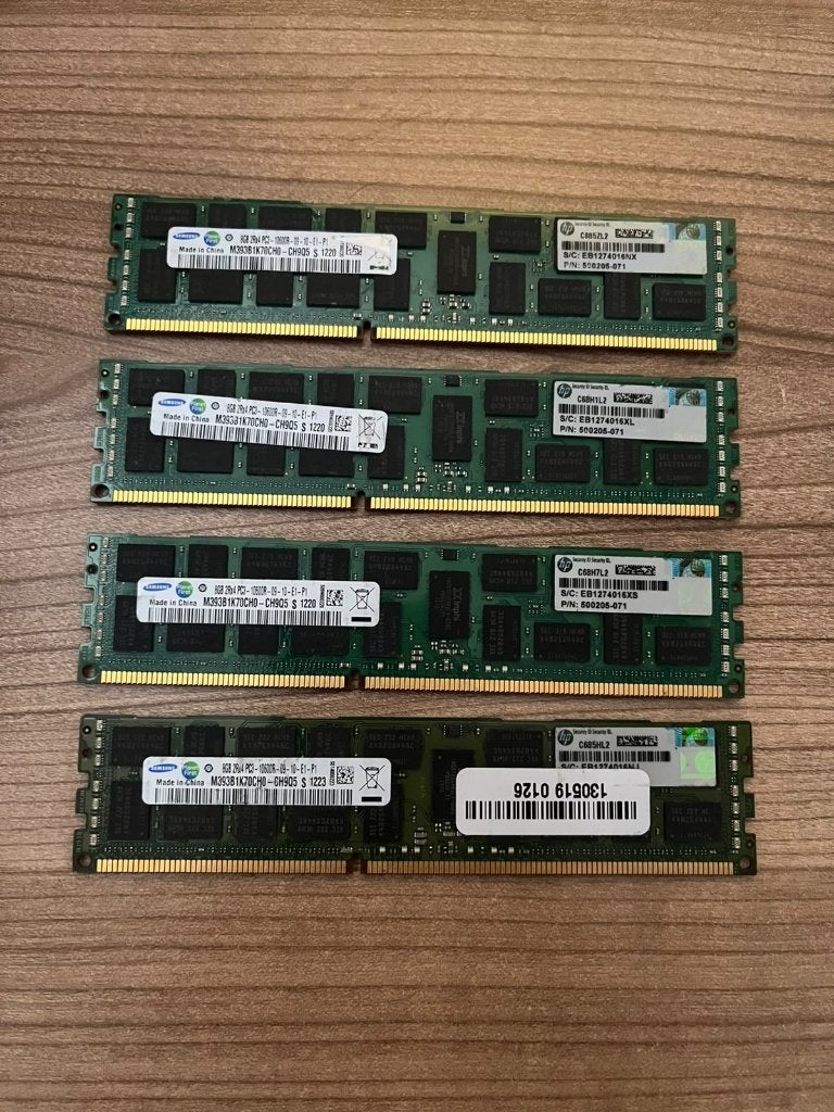 Server werkgeheugen Samsung 8GB 1333MHz DDR3 ECC | 4 stuks, Computers en Software, RAM geheugen, Gebruikt, Server, 8 GB, DDR3