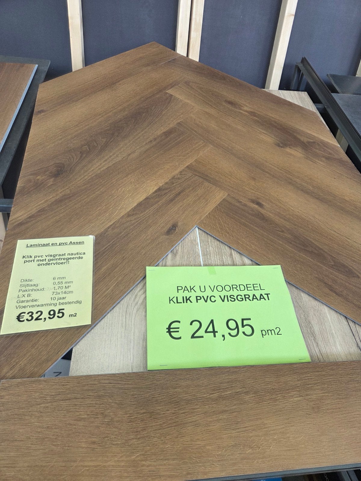 click pvc visgraat port nt-002 met geïntegreerde ondervloer