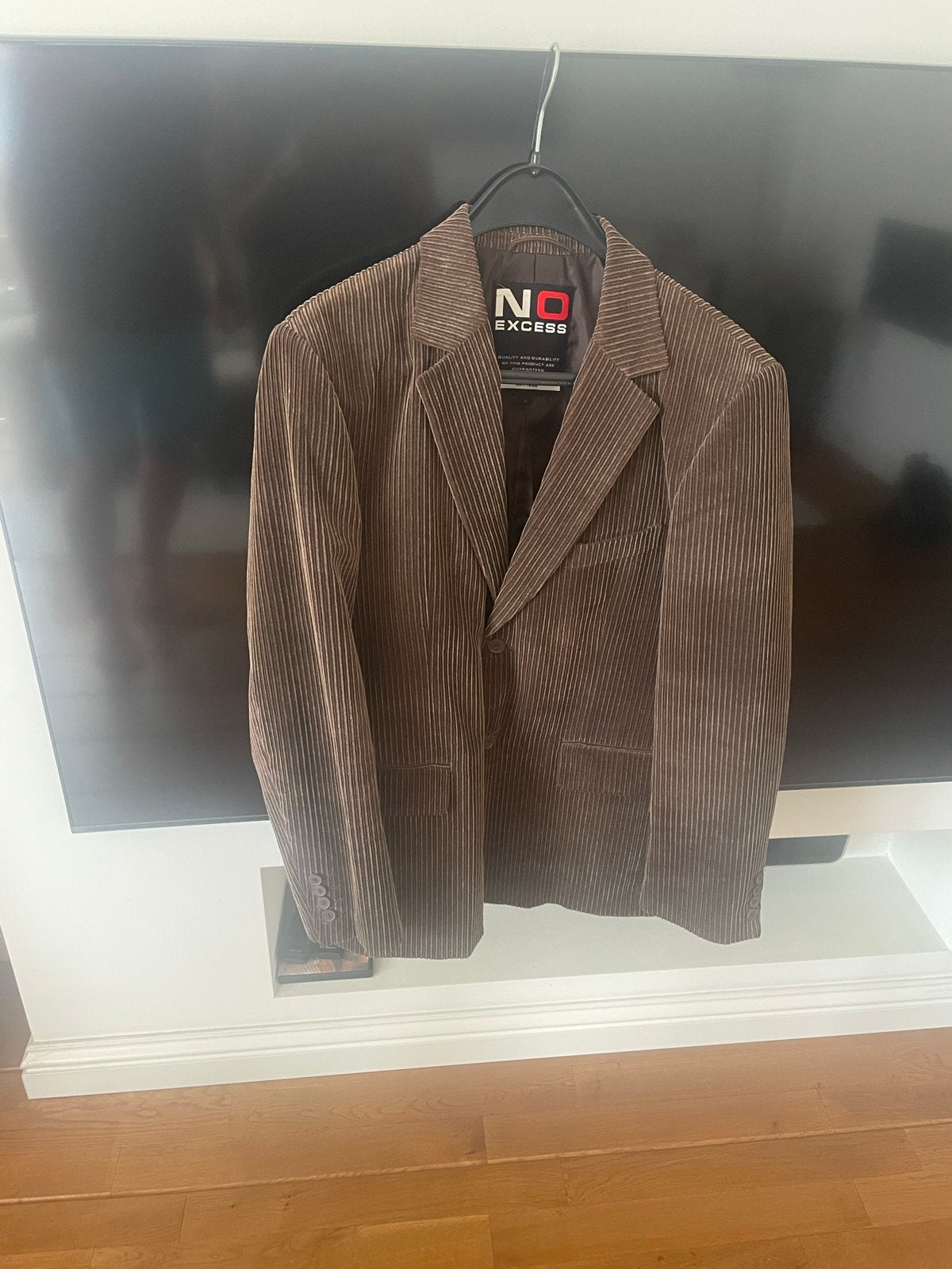 Heren rib jas bruin - No Excess - Maat L, Kleding | Heren, Ophalen of Verzenden, Zo goed als nieuw, Maat 52/54 (L), Bruin