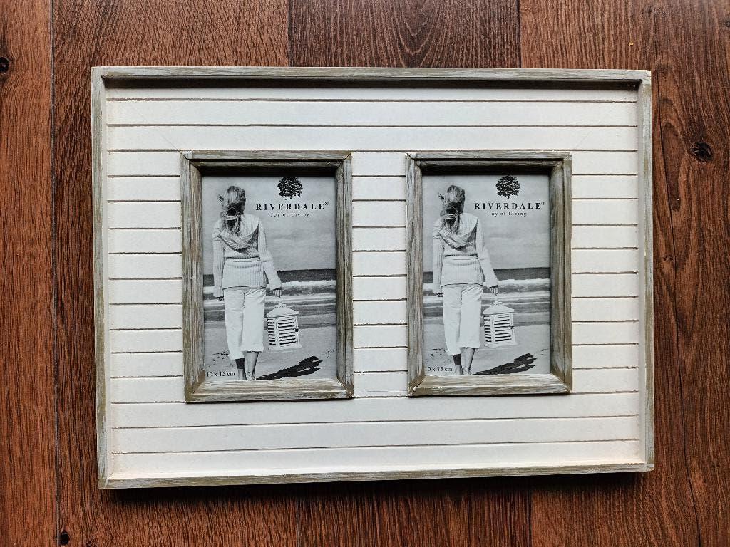 Riverdale fotolijst lijst tweeluik wit beige hout houten, Minder dan 50 cm, Gebruikt, Ophalen of Verzenden, Minder dan 50 cm