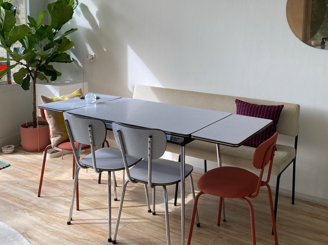 Formica tafel met stoelen, Ophalen, 50 tot 100 cm, Zo goed als nieuw, 150 tot 200 cm
