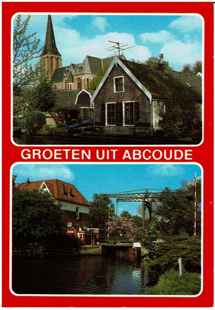 Ansichtkaart Abcoude, 2 -luik, kerk en brug, Verzamelen, Ansichtkaarten | Nederland, Ophalen of Verzenden, 1960 tot 1980, Ongelopen