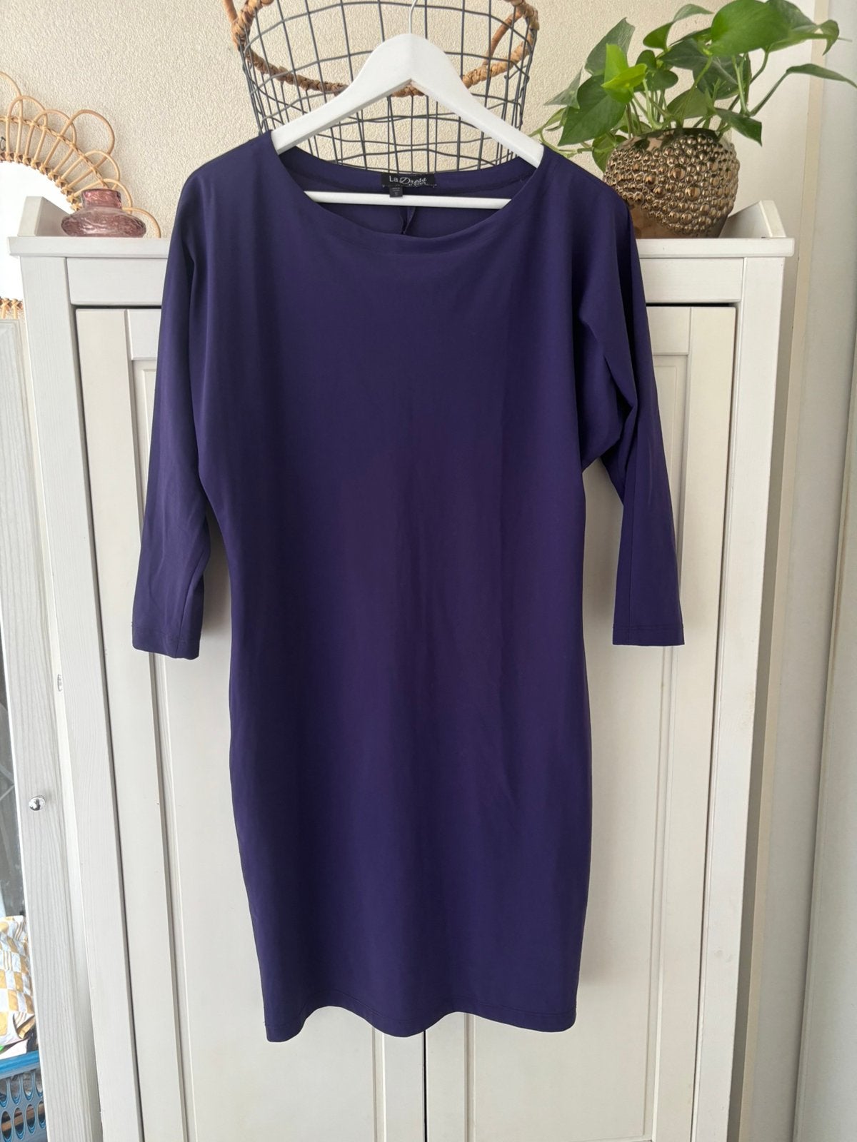 LaDress paarse travelstof jurk maat S, Paars, Ophalen of Verzenden, Zo goed als nieuw, Maat 36 (S)
