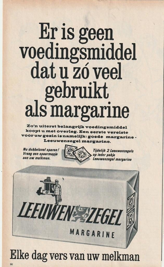 Retro reclame 1966 Leeuwenzegel margarine elke dag vers, Verzamelen, Verzenden, Overige typen