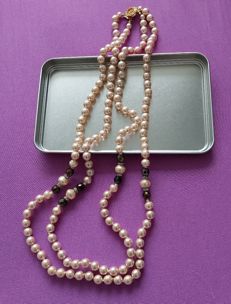 Elegante parel ketting, Met kristal, Overige materialen, Gebruikt, Overige kleuren