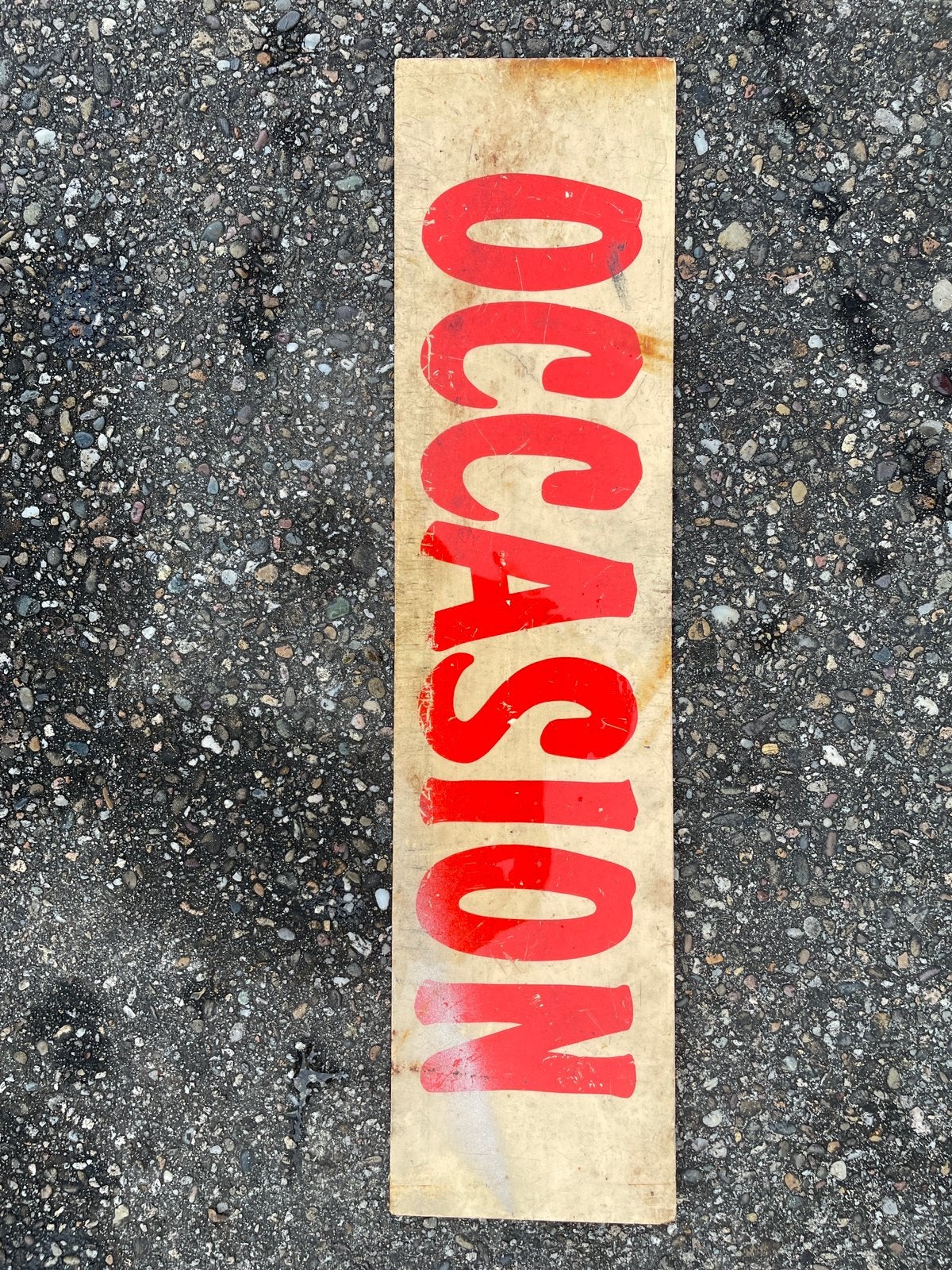 VINTAGE KUNSTSTOF WANDBORD ‘OCCASSION’, Ophalen, Zo goed als nieuw