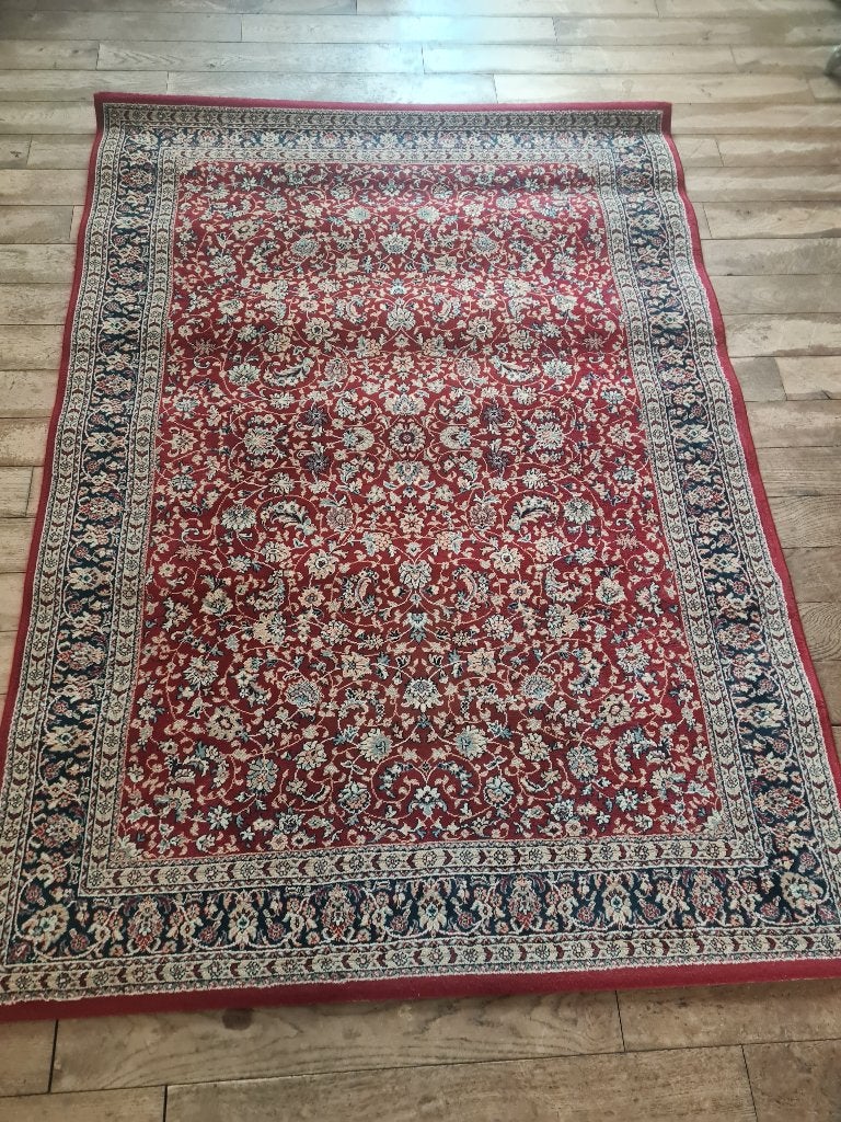 Vintage wollen vloerkleed 1,40 x 2 m