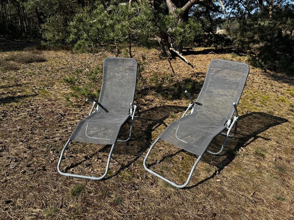 Tuin-campingstoelen. Relaxstoel. 2stuks., Ophalen, Gebruikt, Aluminium, Verstelbaar