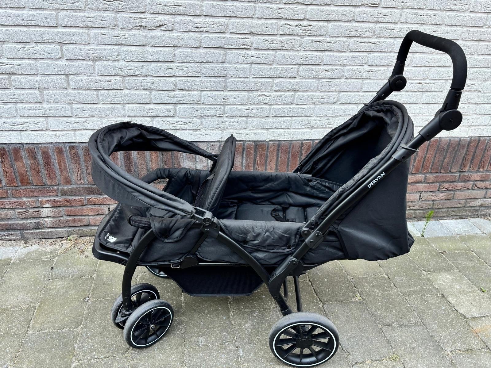 Dubbele kinderwagen/combiwagen - Zwart, Kinderen en Baby's, Kinderwagens en Combinaties, Duowagen, Zo goed als nieuw, Combiwagen