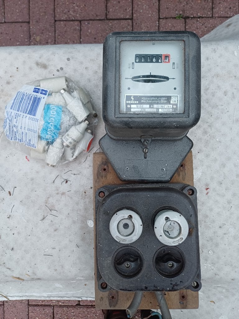 Vintage Siemens Stroommeter + Bakelieten Stoppenkast/stoppen, Ophalen