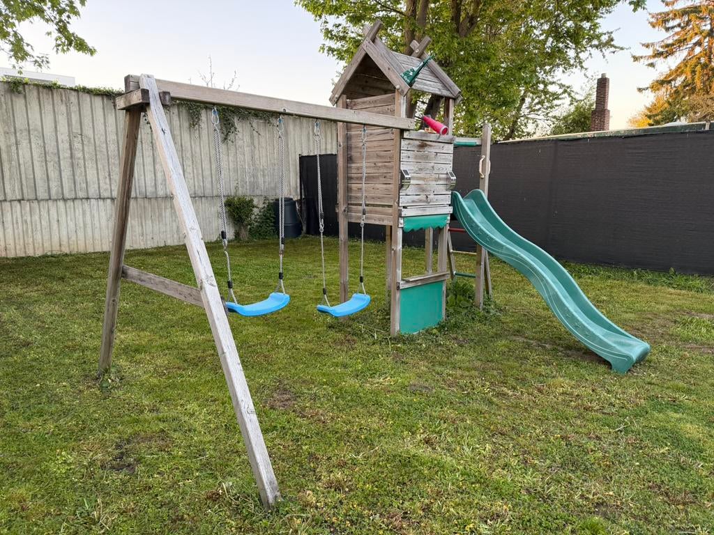 Jungle Gym Resort Speelhuisje met dubbele schommel, Ophalen, Gebruikt, Schommel