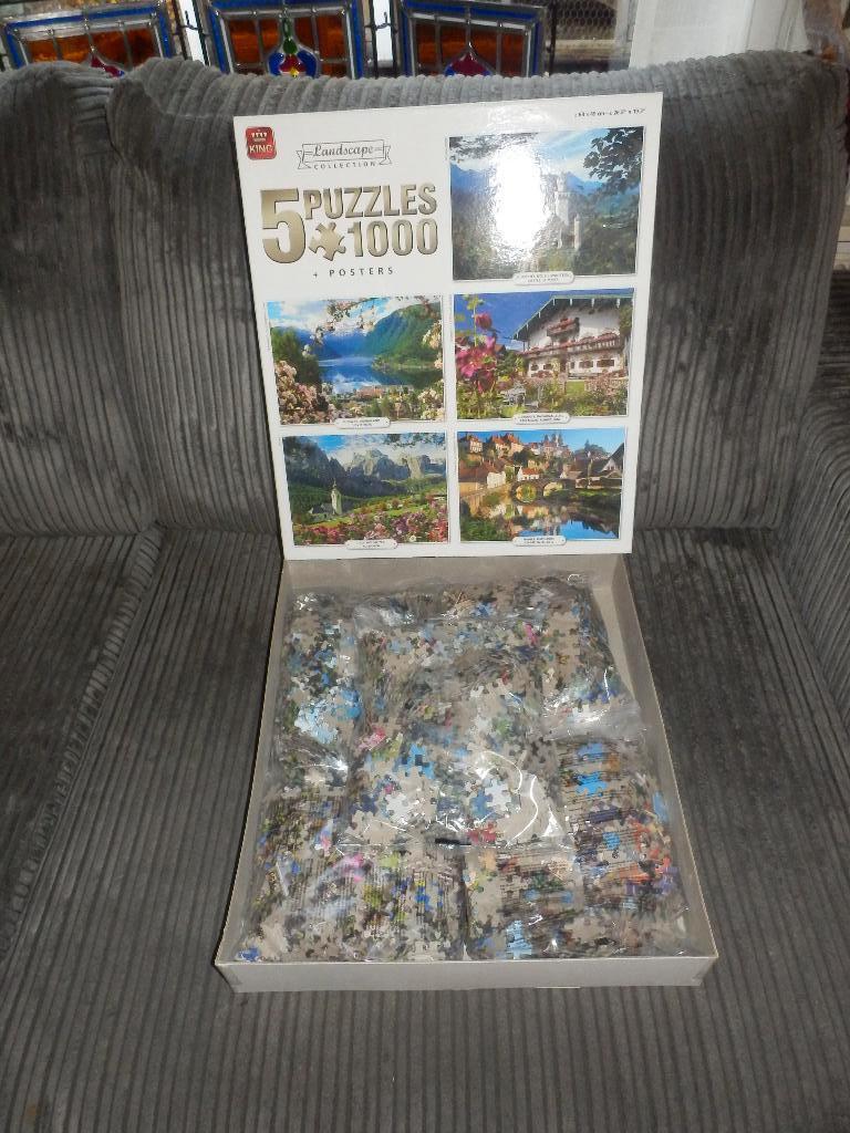 King 5 in 1 Puzzel 1000 Stukjes-Landschap Collectie - NIEUW., Hobby en Vrije tijd, Denksport en Puzzels, Ophalen of Verzenden