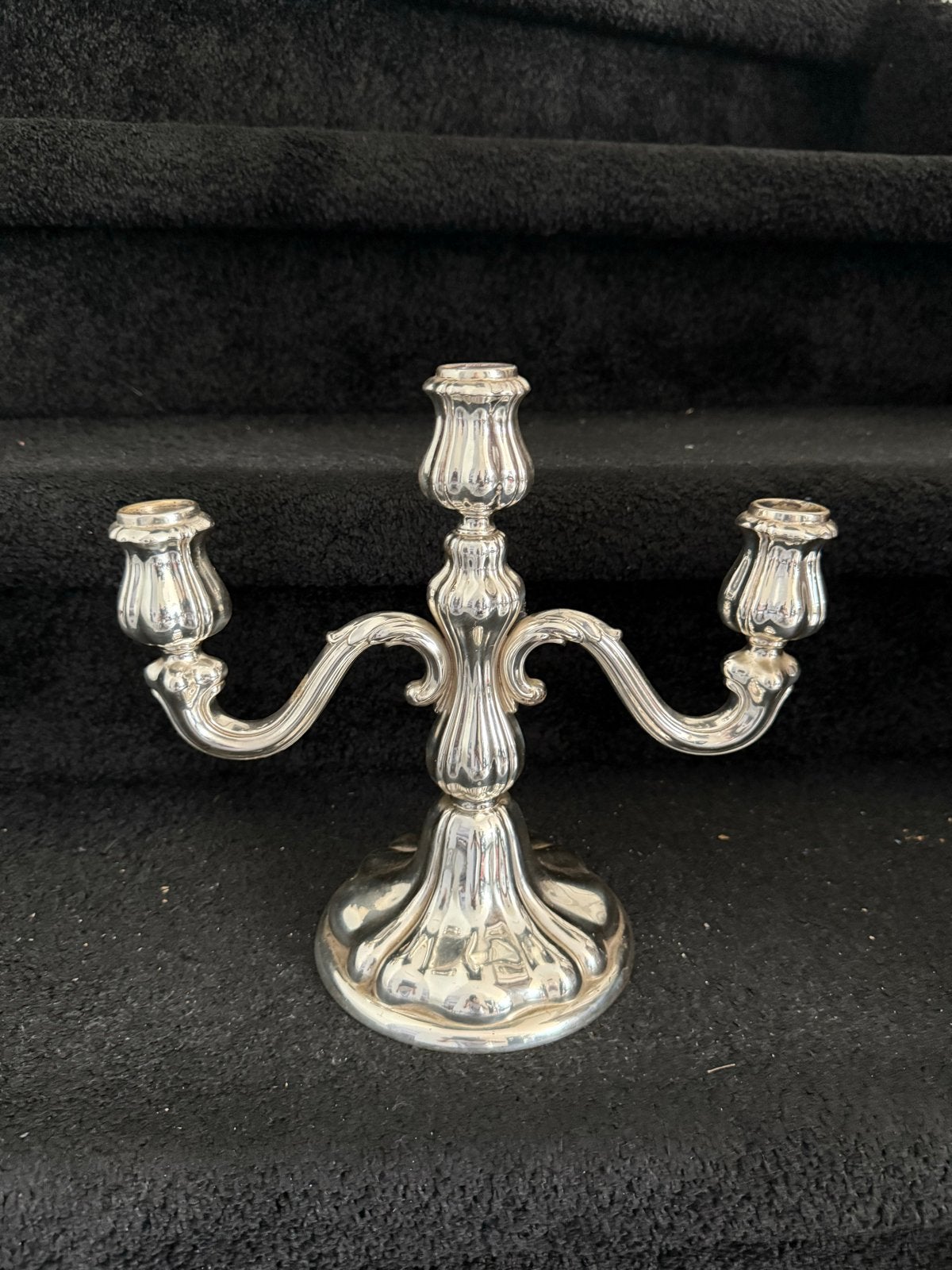 Zilverkleurig Kandelaar met Drie Armen, Antiek en Kunst, Ophalen of Verzenden, Zilver