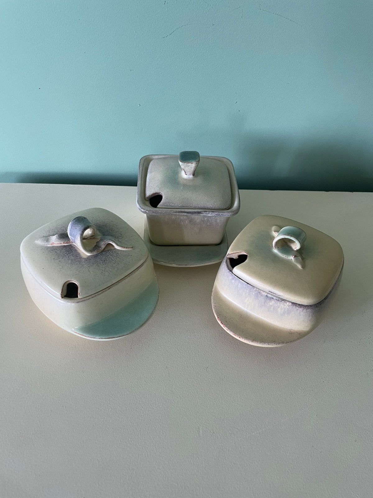 Zeldzame 3-delige Mobach Utrecht Art Deco set dekselpotten, Ophalen of Verzenden