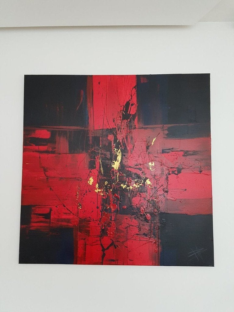 Origineel abstract schilderij van B.Ossowski met certificaat, Antiek en Kunst, Ophalen