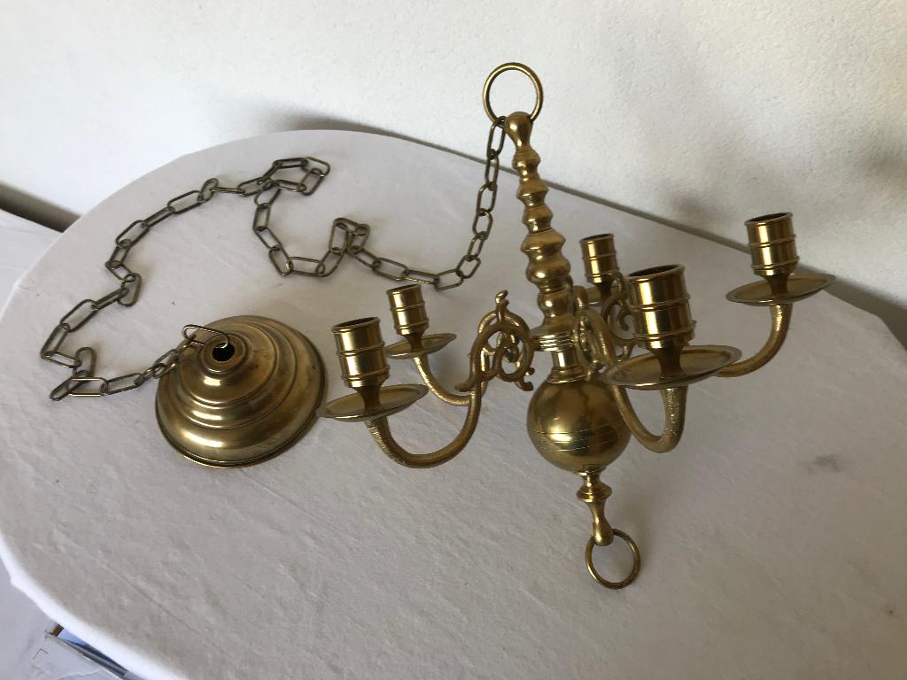 Kaarsenkroon Kroonluchter Bolkroon Koperen Kandelaar Luchter, Antiek en Kunst, Ophalen of Verzenden, Koper