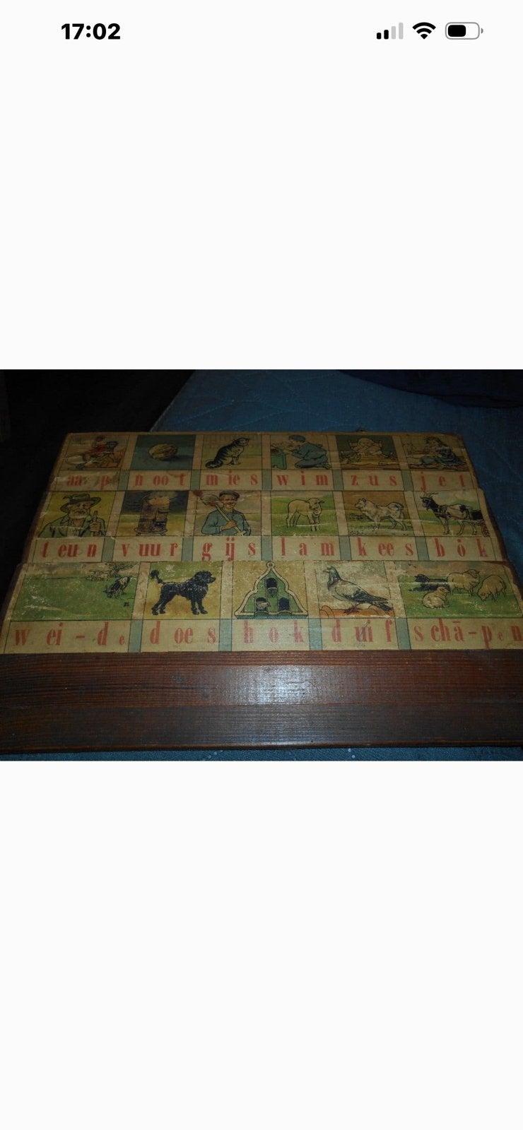 Vintage leesplankje met losse letters (compleet)., Ophalen of Verzenden, Gebruikt