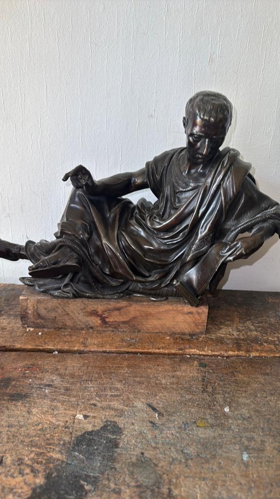 Groot gedetailleerd antiek beeld julius caesar metaal, Ophalen of Verzenden, Metaal, Beeld