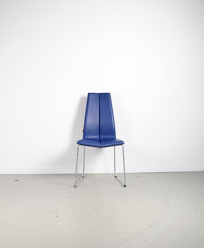 Montis Ivy Fauteuil Blauw Leer - Chroom, Niet ingevuld, Gebruikt, Niet ingevuld, Niet ingevuld