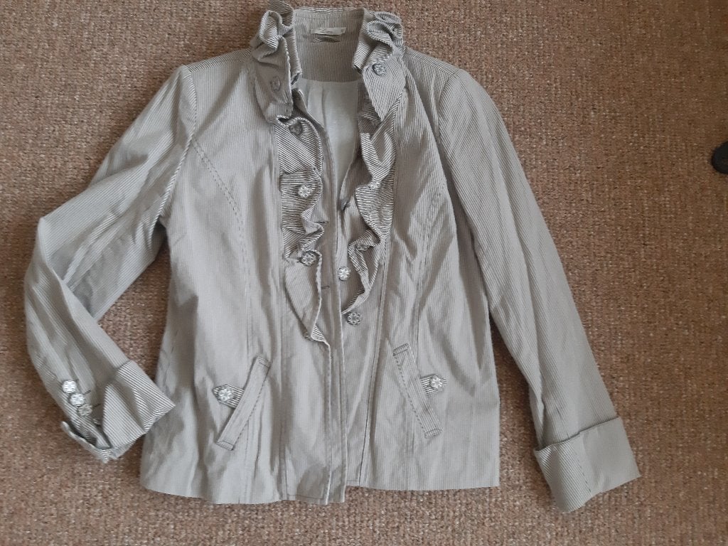 apart bruin/beige gestreept jasje La Ligna maat 42, Ophalen, Bruin, Maat 42/44 (L), Zo goed als nieuw