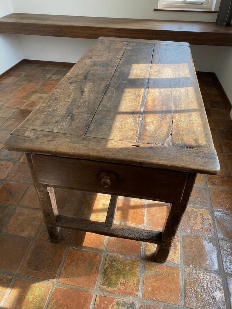 Zeldzame Antieke Eiken Betaaltafel – 3 Lades – ca. 1780, Antiek en Kunst, Antiek | Meubels | Tafels, Ophalen