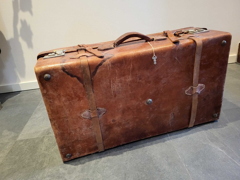 PRACHTIGE Vintage grote Leren koffer, Ophalen