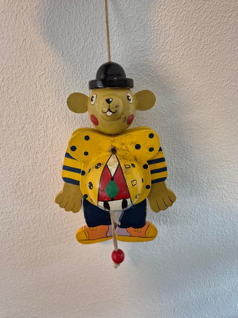Houten trekpop muisje - Vintage speelgoed, Ophalen of Verzenden, Gebruikt, Jongen of Meisje