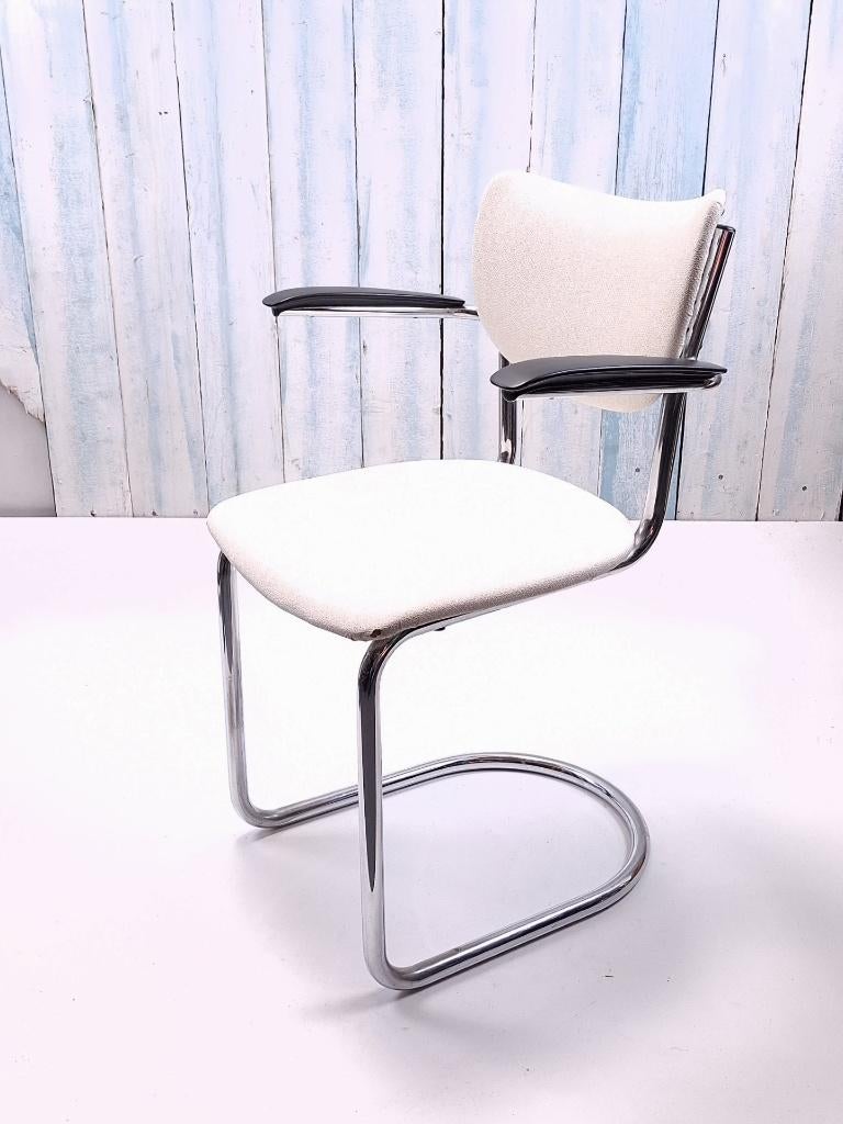 Gispen De Wit 3011 - Originele vintage eetkamerstoel, Ophalen, Gebruikt, Wit, Gispen