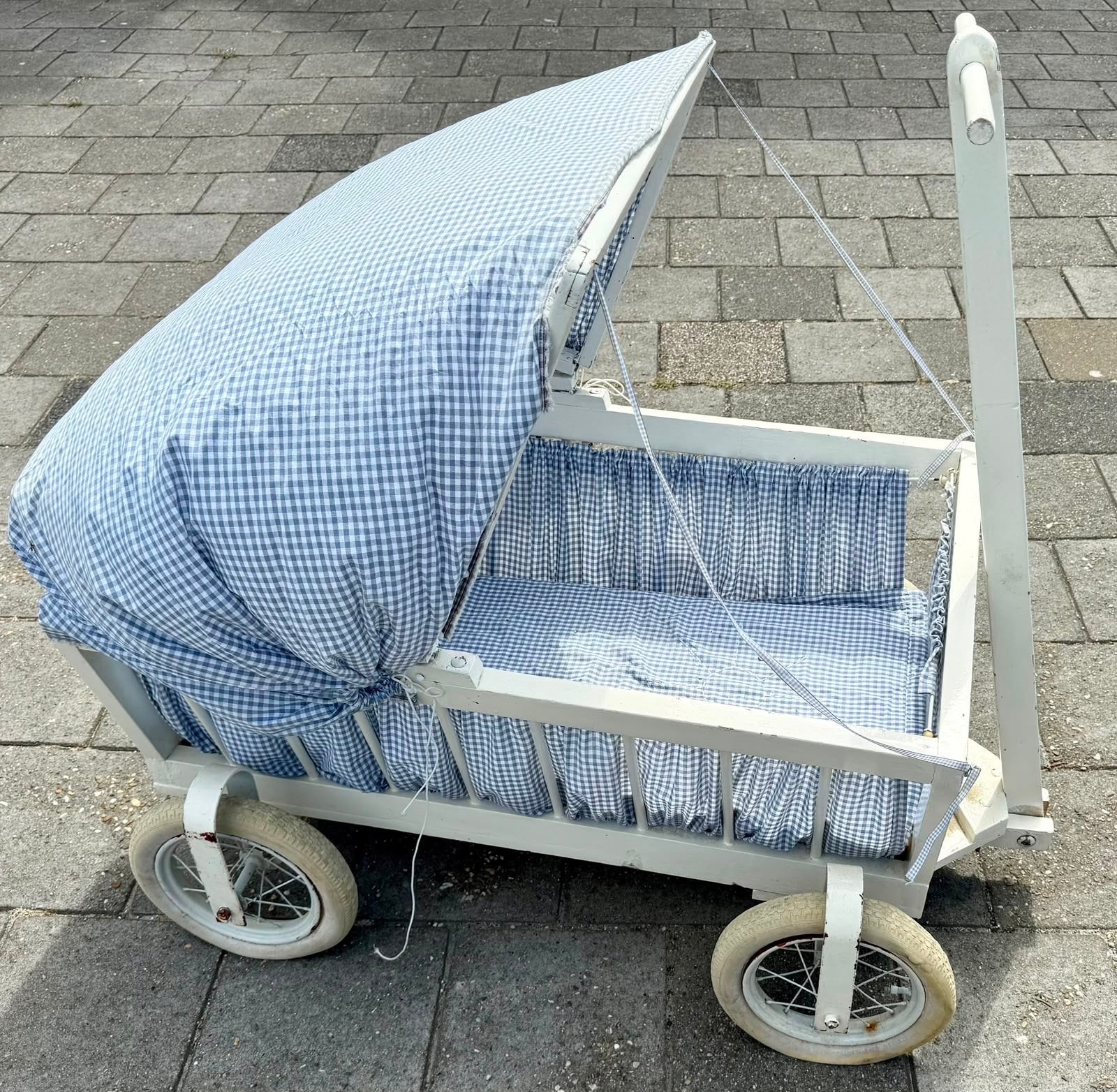 bolderwagen met blauw-wit geruite bekleding, Caravans en Kamperen, Bolderkarren, Ophalen, Gebruikt