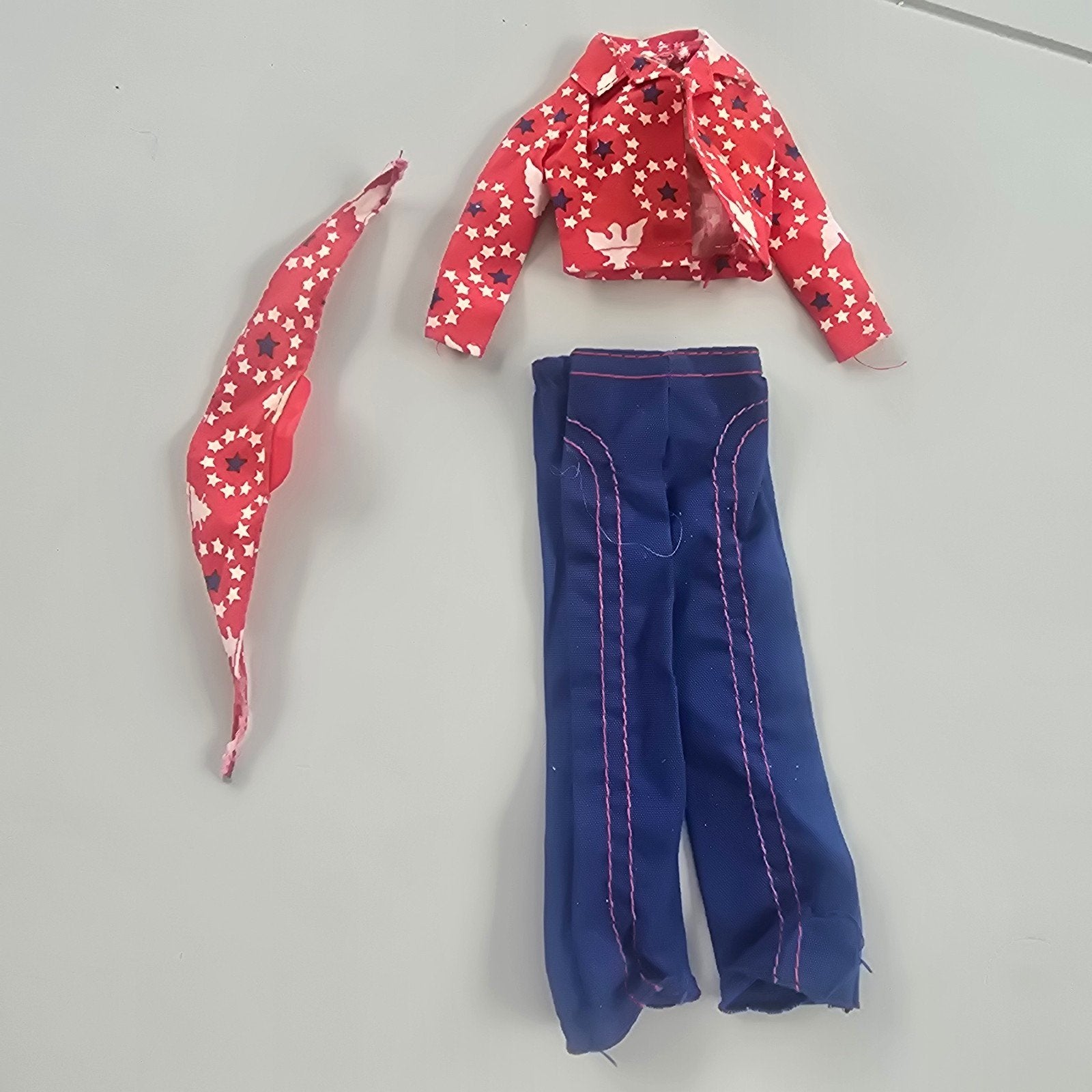 Barbie Mattel Vintage 1976 Best Buy outfit rood wit blauw, Ophalen of Verzenden, Gebruikt, Barbie