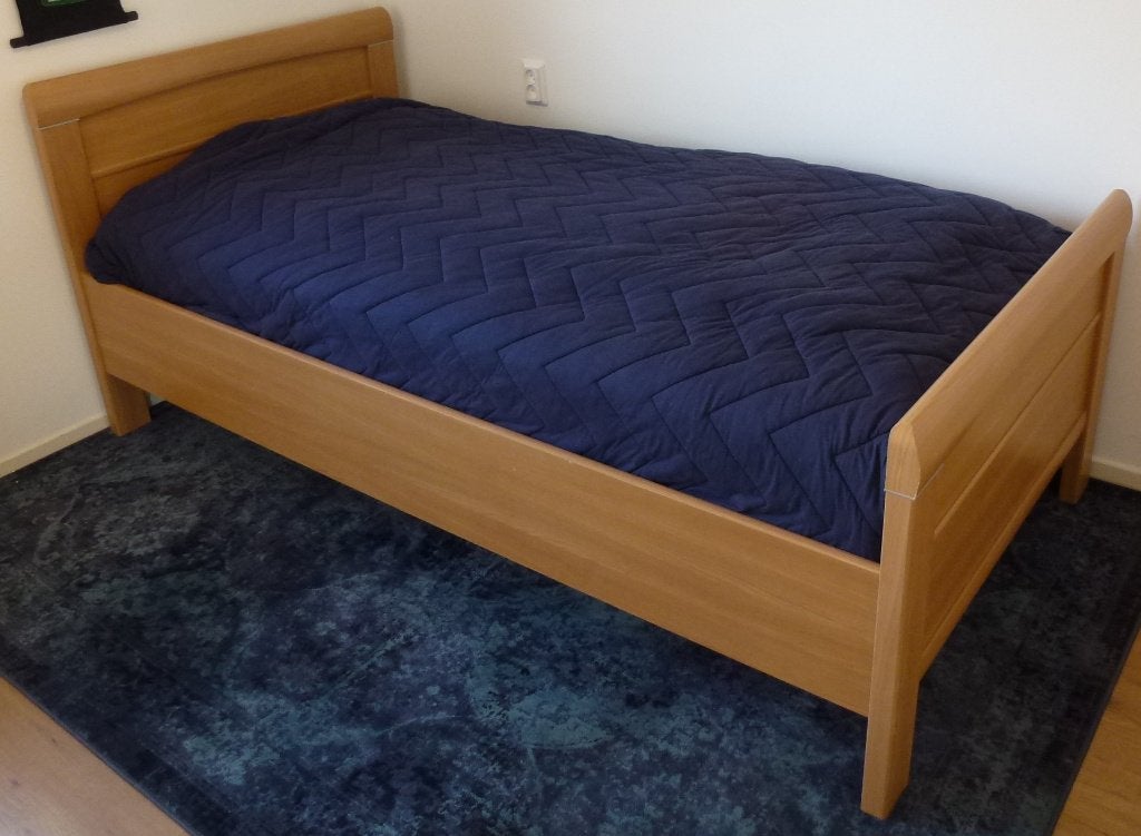 Eenpersoonsbed hout Medisupport lattenbodem Pullman matras, Huis en Inrichting, Ophalen, 100 cm, Eenpersoons, Bruin