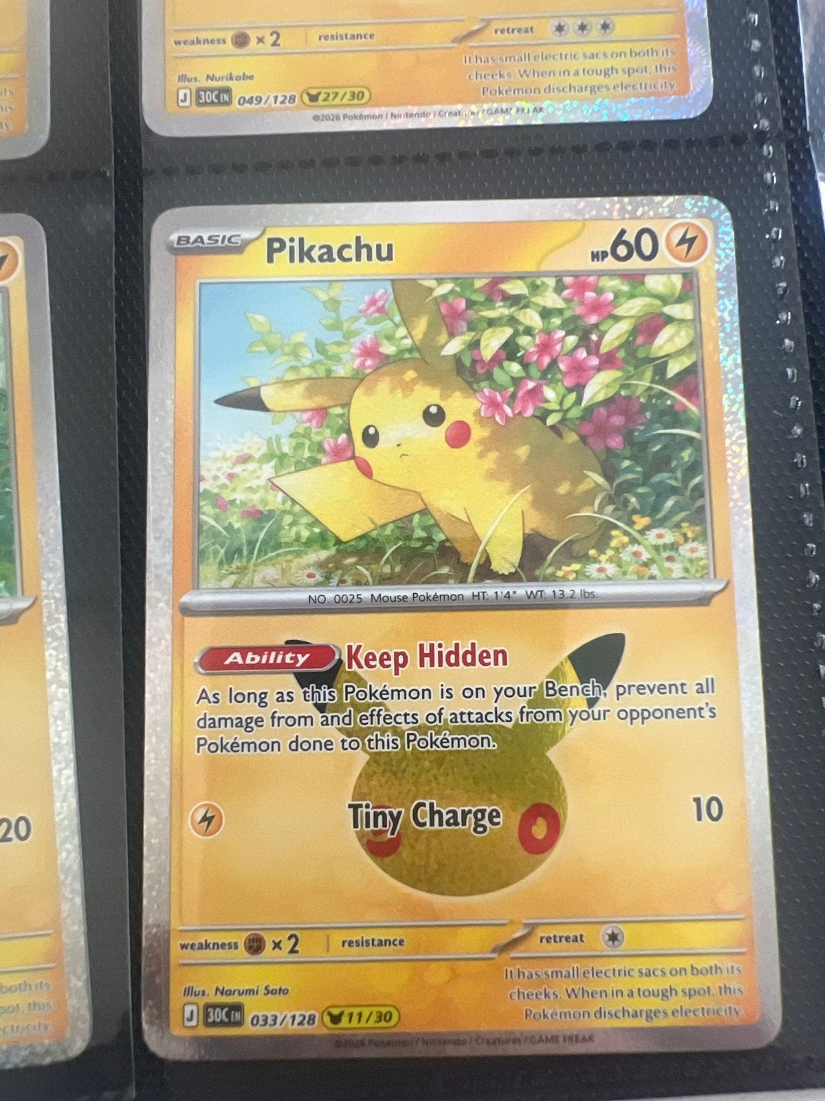 Pikachu Pokémon Kaart - Basic - Keep Hidden - 60 HP, Hobby en Vrije tijd, Ophalen of Verzenden, Zo goed als nieuw, Losse kaart