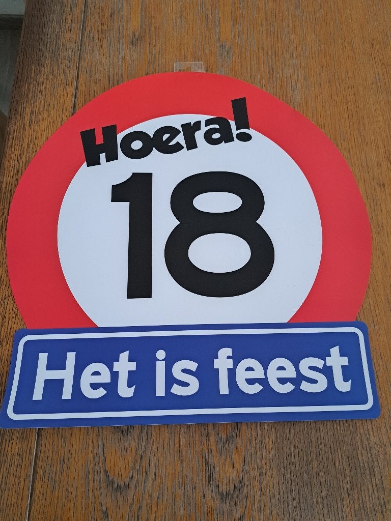Plaat poster voor jarige die 18 jaar wordt, Ophalen of Verzenden, Gebruikt, Versiering, Verjaardag