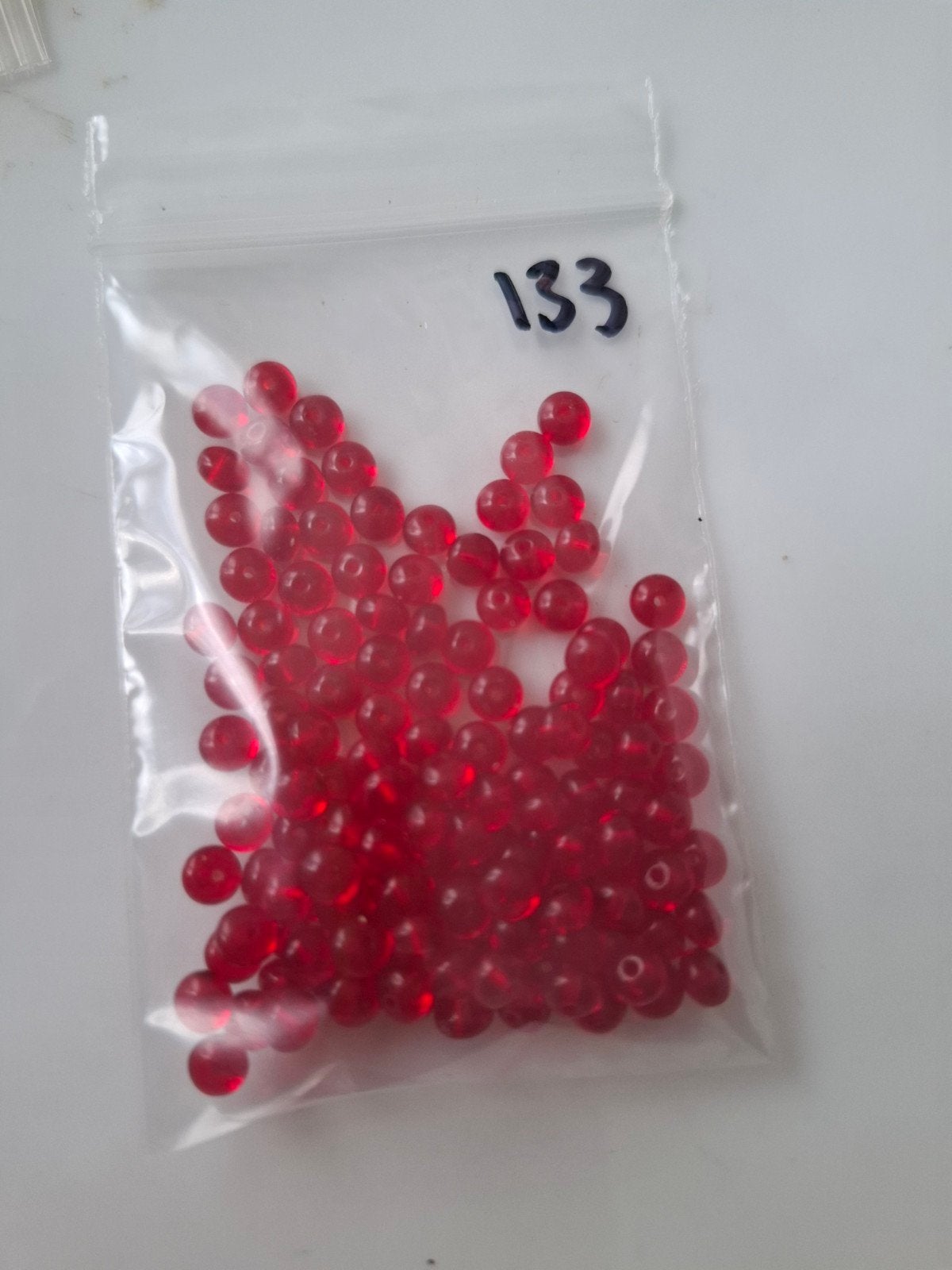 133 stuks 4 mm glaskralen rondellen rood kralen partij, Kraal, -, -, Nieuw