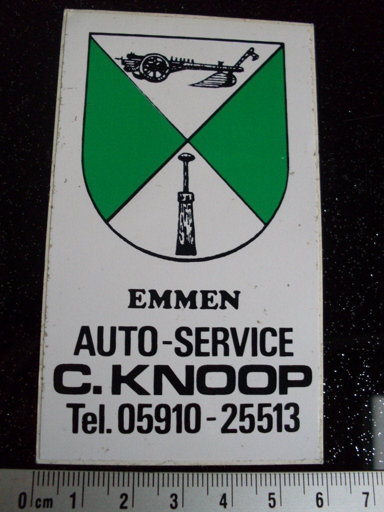 sticker emmen auto-service C. Knoop logo embleem stad plaats, Verzenden, Zo goed als nieuw, Bedrijf of Vereniging