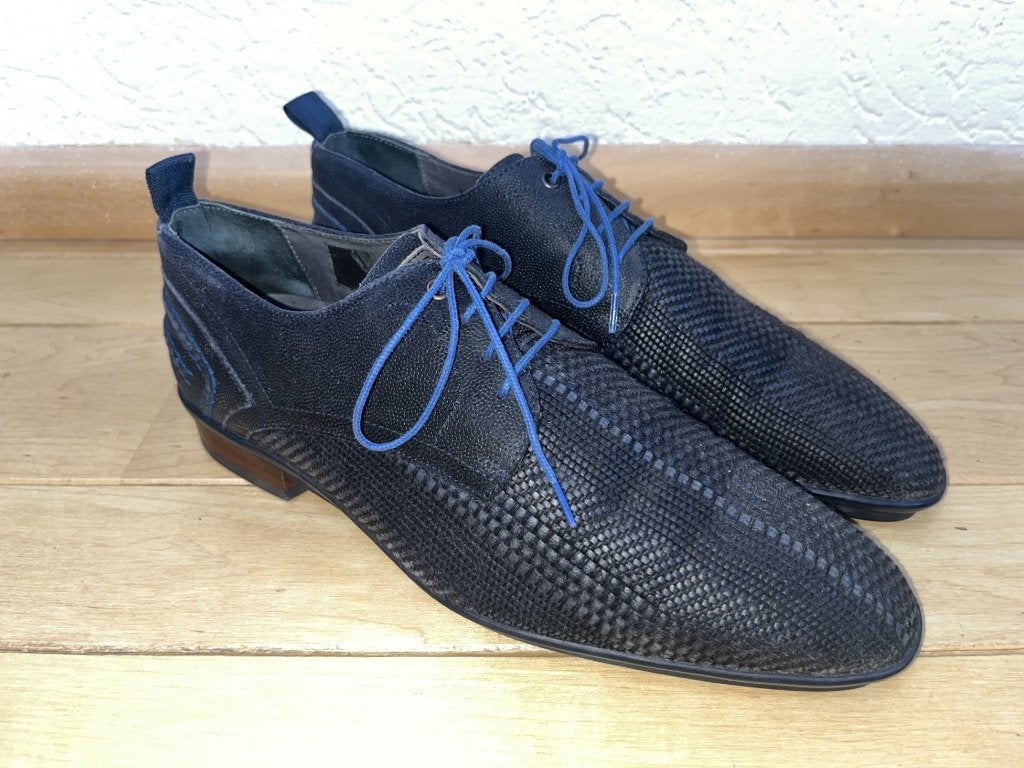 Floris van Bommel veterschoenen maat 40 2/3 blauw met werkje, Floris van Bommel, Gedragen, Verzenden, Blauw