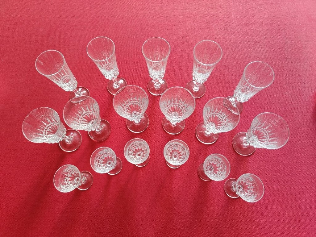 Cristal d'Arques Durand Barcelona - Set 17 kristallen glazen, Ophalen of Verzenden
