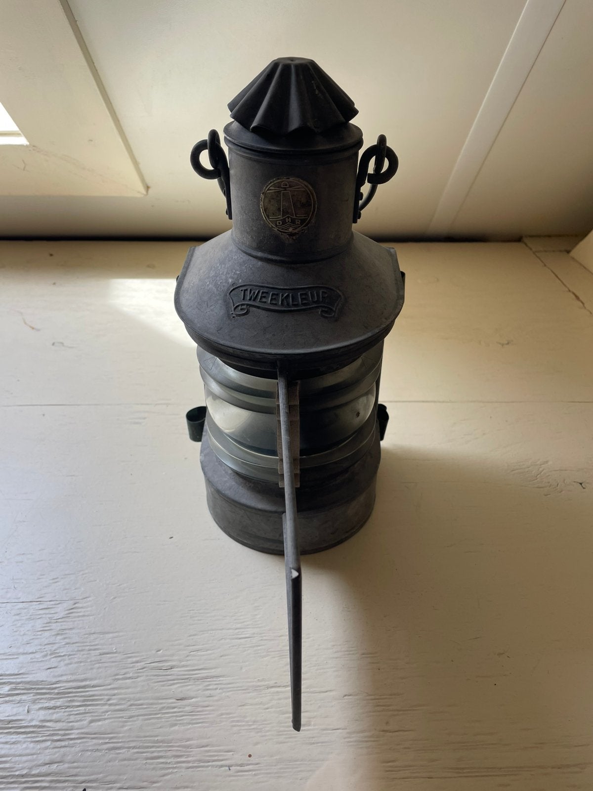 Antieke DHR tweekleur scheepslantaarn –compleet met brander, Antiek en Kunst, Antiek | Lampen, Ophalen