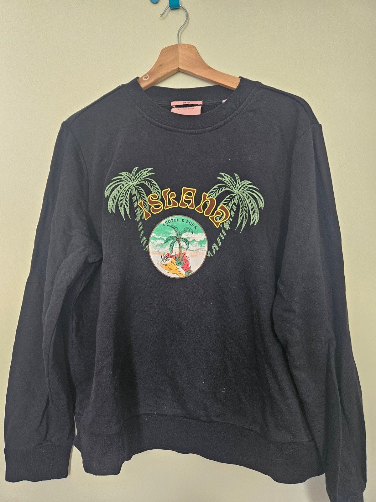 Scotch & Soda Maison Scotch sweater met palmboomprint, Zwart, Maat 42/44 (L), Scotch & Soda, Ophalen of Verzenden
