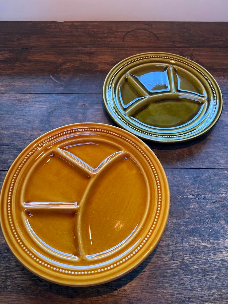 Vintage borden met 3 vakken - set van 4, Antiek en Kunst, Ophalen of Verzenden