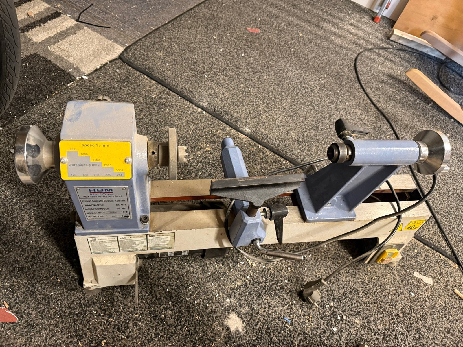 HBM 450 x 300 Houtdraaibank - Zo goed als nieuw, Doe-het-zelf en Verbouw, Ophalen, Zo goed als nieuw, Houtdraaibank, Minder dan 500 mm
