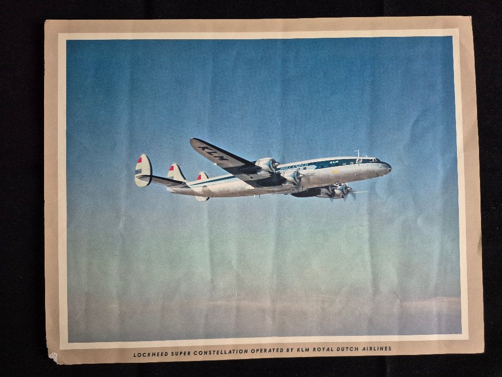 Poster van een KLM Lockheed Super Constellation (K1267), Ophalen of Verzenden, Gebruikt, Kaart, Foto of Prent
