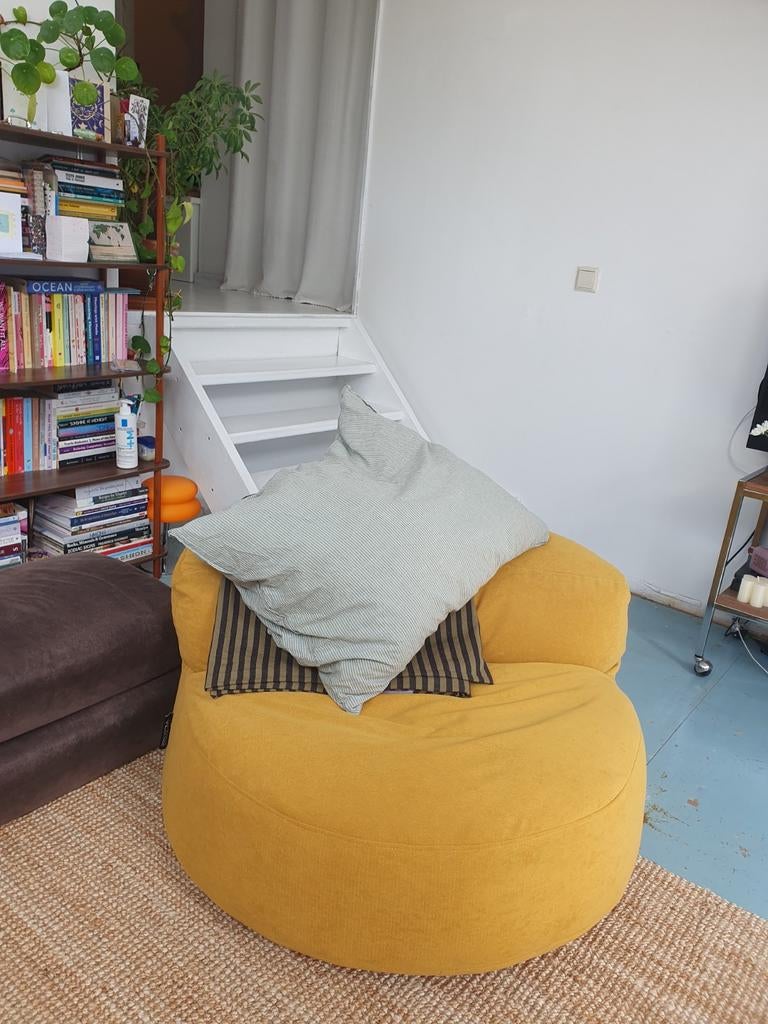 Mosterdgele comfy poof lounge zitzak, Ophalen of Verzenden, Zo goed als nieuw