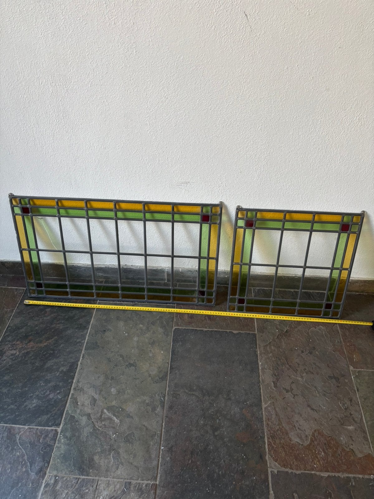 2 glas-in-loodpanelen, Ophalen of Verzenden, Zo goed als nieuw, Glas in lood, Minder dan 80 cm