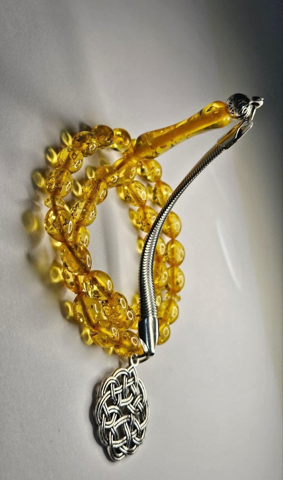Glitter/Goudfolie Fire Amber (Ateş Kehribar) Gebedsketting /, Sieraden, Tassen en Uiterlijk, Ophalen of Verzenden, Nieuw, Geel
