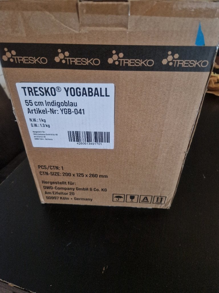 TRESKO Yogabal 55 cm Indigoblauw met pomp, Ophalen of Verzenden, Nieuw, Yoga-accessoire