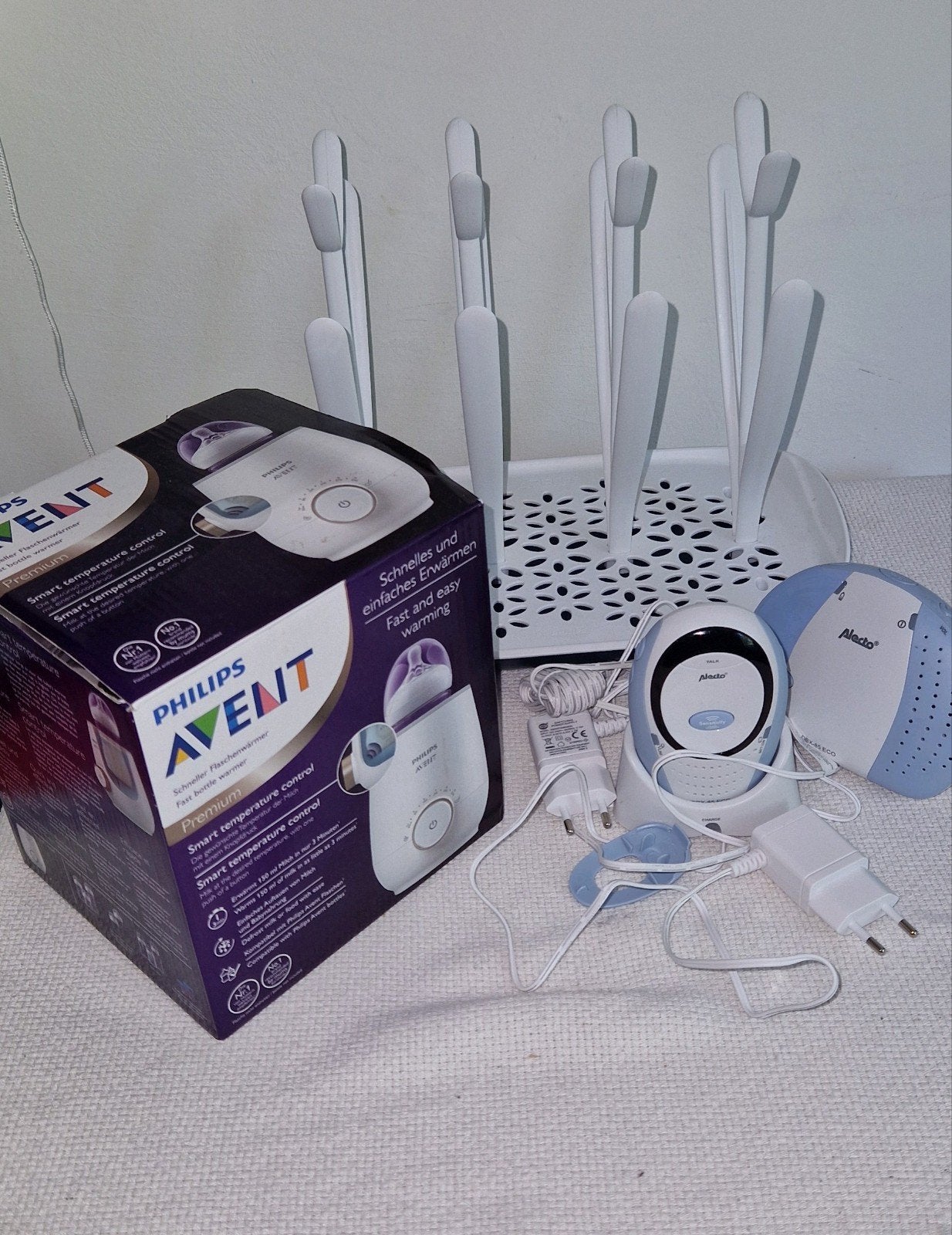 Avent bottle warmer + Drying rack +  Alecto Baby monitor, Ophalen, 250 meter of meer