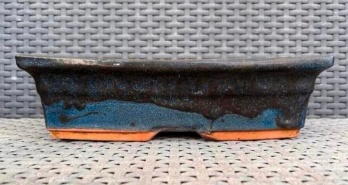 Bonsai schaal blauw tinten geglazuurd aardewerk 27,2x16,8x76, Tuin en Terras, Bloempotten, Ophalen of Verzenden, Zo goed als nieuw